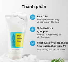 Sữa Rửa Mặt Cosrx Low pH Good Morning Gel Cleanser 150ml - Gel Chăm Sóc Da Dịu Nhẹ, Phù Hợp Mọi Loại Da, Chứa BHA và Tràm Trà