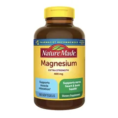 Magnesium Extra Strength 400mg - Hỗ trợ thư giãn cơ bắp, giảm chuột rút giúp ổn định thần kinh, ngủ ngon hơn - 180 viên Nature Made Mỹ