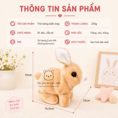 Đồ chơi thú bông Thỏ biết chạy, biết kêu, vẫy tai khuyến khích bé tập bò, phát triển giác quan