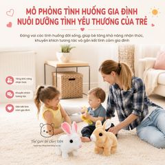 Đồ chơi thú bông Thỏ biết chạy, biết kêu, vẫy tai khuyến khích bé tập bò, phát triển giác quan