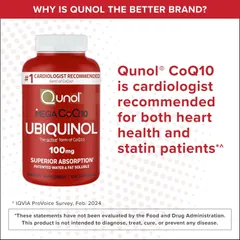 Ubiquinol Qunol Mega CoQ10 Ubiquinol 100mg - Bổ tim ngừa tai biến đột quỵ, 120 viên chính hãng Qunol Mỹ