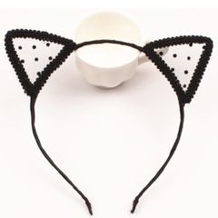 Combo 2 Bờm ren cài tóc cosplay tai mèo phối lông vũ xinh xắn