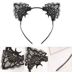 Combo 2 Bờm ren cài tóc cosplay tai mèo phối lông vũ xinh xắn