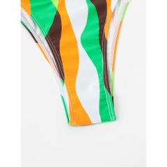 Bộ 3 mảnh áo tắm xẻ tà váy bikini đi biển in hình nữ