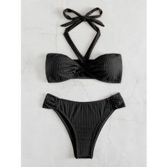 Bikini đồ bơi nữ 2 mảnh dây đeo cổ Bassi tam giác quần lọt khe