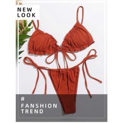 Bikini hai mảnh basic nhiều màu có đệm mút, bộ đồ bơi có dây mặc được nhiều kiểu