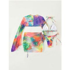 Set Bikini 3 mảnh cao cấp kèm khăn quấn đi biển đi du lịch