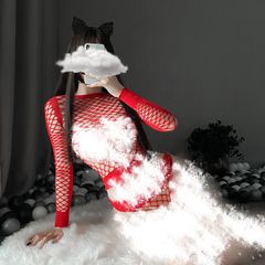 Đồ ngủ Sexy thun lưới 2 mảnh gồm áo Croptop dài tay và quần lót gợi cảm