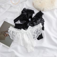 [Che tên] Quần lót lọt khe sexy See-through nơ ren eo thấp