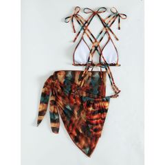 Set Bikini 3 món áo ngực quần tam giác kèm khăn quấn