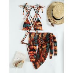 Set Bikini 3 món áo ngực quần tam giác kèm khăn quấn