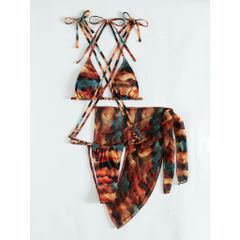 Set Bikini 3 món áo ngực quần tam giác kèm khăn quấn