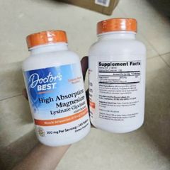 Viên uống Magnesium Lysinate Glycinate Doctor's Best |240 viên| Cải thiện chất lượng giấc ngủ - Giảm căng thẳng & Thư giãn cơ bắp [SP Chuẩn Mỹ]
