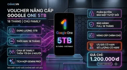 Voucher Nâng Cấp Google One 5TB 18T Chính Chủ (Family + Gemini Pro)