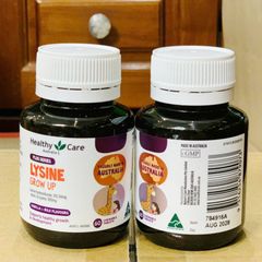 Viên nhai Healthy Care Lysine Grow Up |60 viên| Tăng trưởng & Phát triển chiều cao - Nâng cao sức đề kháng cho trẻ từ 6 - 24 tuổi [S/P Chuẩn Úc]