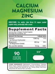 VEGAN - Viên uống bổ sung Calcium Magnesium Zinc hãng Natures Truth
