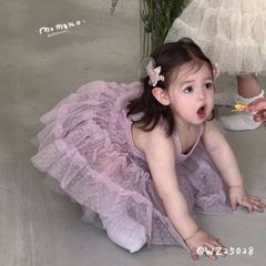 Hàng QC- Váy đầm công chúa dáng xòe bé gái hai dây chấm bi mùa hè