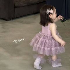 Hàng QC- Váy đầm công chúa dáng xòe bé gái hai dây chấm bi mùa hè