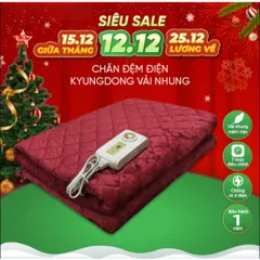 [CHUYÊN SỈ CHÍNH HÃNG]Đệm Điện Hàn Quốc Bảo Hành 1 Năm , Chăn Điện Nhung Đỏ Cao Cấp Kích Thước 1m35 x 1m8