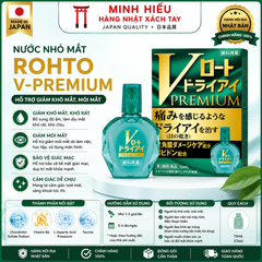 Nước Nhỏ Mắt Rohto V-Premium Nhật Bản 15ml – Hỗ Trợ Giảm Khô Mắt, Dưỡng Ẩm Mắt, Giảm Khô Rát, Mỏi Mắt Hiệu Quả