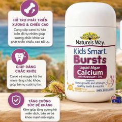 Viên nhai Calci tảo biển đỏ Nature's Way Kids Smart Bursts Liquid Algae Calcium with Magnesium + Zinc |30 viên| dành cho trẻ từ 6 tháng - 11 tuổi