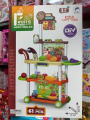 Xe đẩy đồ chơi rau củ quả 61 món cho trẻ em từ 3 tuổi trở lên 628-A97