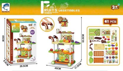 Xe đẩy đồ chơi rau củ quả 61 món cho trẻ em từ 3 tuổi trở lên 628-A97