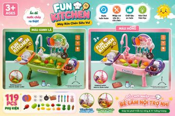 Bộ đồ chơi nhà bếp Fun Kitchen với bồn rửa chén, vòi nước điện tử và các phụ kiện nấu ăn 364 GIAO MÀU NGẪU NHIÊN