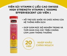 [ Nhập khẩu] Viên sủi Vitamin C liều cao Swisse Ultiboost High Strength hỗ trợ tăng cường miễn dịch