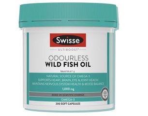 [Nhập khẩu] Viên uống tốt cho tim mạch, mắt, não Odourless Wild Fish Oil Swisse (Hộp 200 viên)