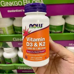 Viên uống Now Vitamin D-3 & K-2 |120 viên| Nâng cao miễn dịch - Tăng cường sức khỏe xương khớp - Bảo vệ tim mạch & mạch máu [SP Chuẩn Mỹ]