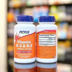 Viên uống Now Vitamin D-3 & K-2 |120 viên| Nâng cao miễn dịch - Tăng cường sức khỏe xương khớp - Bảo vệ tim mạch & mạch máu [SP Chuẩn Mỹ]