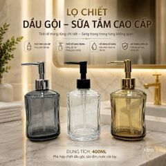 lọ chiết dầu gội sữa tắm thủy tinh 400ml vòi nhấn cao cấp đựng nước rửa tay decor phòng tắm