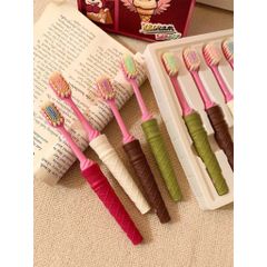 set 4 bàn chải đánh răng kèm hộp gấu dâu lông mềm siêu mịn tay cầm chống trượt