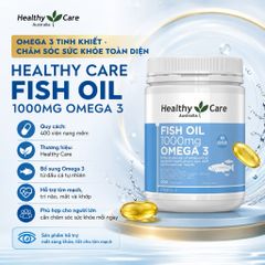 ￼Dầu cá Omega 3 Healthy Care Fish Oil 1000mg hỗ trợ mắt sáng, tốt cho tim mạch lọ 400 viên