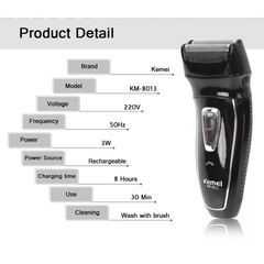 Máy cạo râu 2 lưỡi Kemei KM, thiết kế hiện đại, nhỏ gọn, với trọng lượng chỉ khoảng 350g.