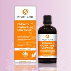 KiwiHerb Children's Organic Lung Clear Syrup |100 mL| Bổ phổi - Long đờm & Phân hủy chất nhầy sâu trong phổi dành cho trẻ từ 0 - 12 tuổi [S/P Chuẩn New Zealand]