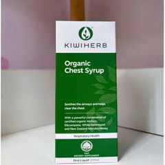 Siro hữu cơ giảm ho cấp tốc dành cho cả gia đình KiwiHerb Organic Chest Syrup |100 mL| Làm loãng dịch đờm đặc [S/P Chuẩn NZ]