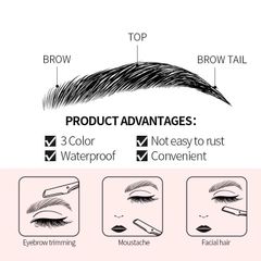 Set 3 cây Dao cạo lông mày dạng gấp gọn bằng thép không gì an toàn dễ sử dụng