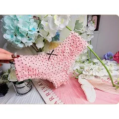 Quần Lót Lưng Thun Nhún Bèo Cạp Cao Quần Chip Nữ Ren Phối Hoa Nơ Sexy - T303 Hồng Tim
