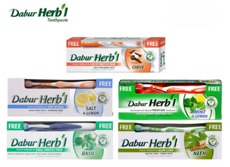 Kem đánh răng thảo dược Ân Độ Dabur's Herbal 150g kèm bàn chải đánh răng