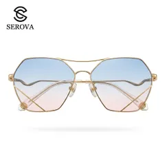 Kính râm cao cấp dành cho Nữ, chính hãng SEROVA SS9045, giọng mạ vàng