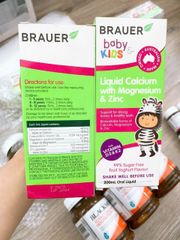 Siro Brauer Liquid Calcium with Magnesium & Zinc |200 mL| Hỗ trợ xương/cơ bắp chắc khỏe & Duy trì hệ thần kinh khỏe mạnh cho dành trẻ từ 1 tuổi trở lên