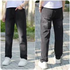 Quần Jean Baggy Ống Suông Unisex Màu Đen Wash - Quần Jean Nam Nữ Có Túi Tiện Lợi - Thời Trang Thoải Mái 100% Cotton