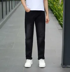 Quần Jean Baggy Ống Suông Unisex Màu Đen Wash - Quần Jean Nam Nữ Có Túi Tiện Lợi - Thời Trang Thoải Mái 100% Cotton