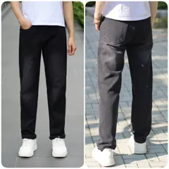 Quần Jean Baggy Ống Suông Unisex Màu Đen Wash - Quần Jean Nam Nữ Có Túi Tiện Lợi - Thời Trang Thoải Mái 100% Cotton