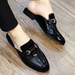 Giày Sục Mềm Đế Đúc 3cm Chống Trượt - Sục Nam Cao Cấp Chụp Kỷ Yếu - Giày Sục Da Nam Mẫu Da Bóng Vân Đà Điểu RUNO G40