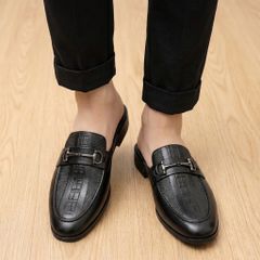 Giày Sục Nam Chụp Kỷ Yếu Tinh Tế - Giầy Sục Nam Khóa Vàng Mui Vân Cá Sấu Đế Đúc 3cm Chống Trượt Mới Cao Cấp G69
