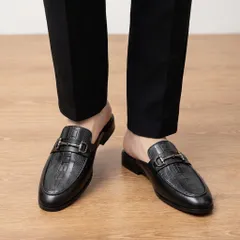 Giày Sục Nam Chụp Kỷ Yếu Tinh Tế - Giầy Sục Nam Khóa Vàng Mui Vân Cá Sấu Đế Đúc 3cm Chống Trượt Mới Cao Cấp G69