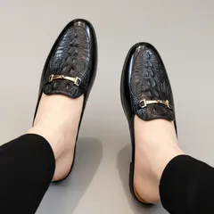 Giày Sục Nam Cao Cấp Khóa Vàng - Giày Sục Da Nam Mềm Mại Chống Trượt Đế Đúc 3cm - Giày Nam Sục Đẹp Quý Phái - RUNO G54